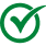 Green check mark inside a green circle symbol.