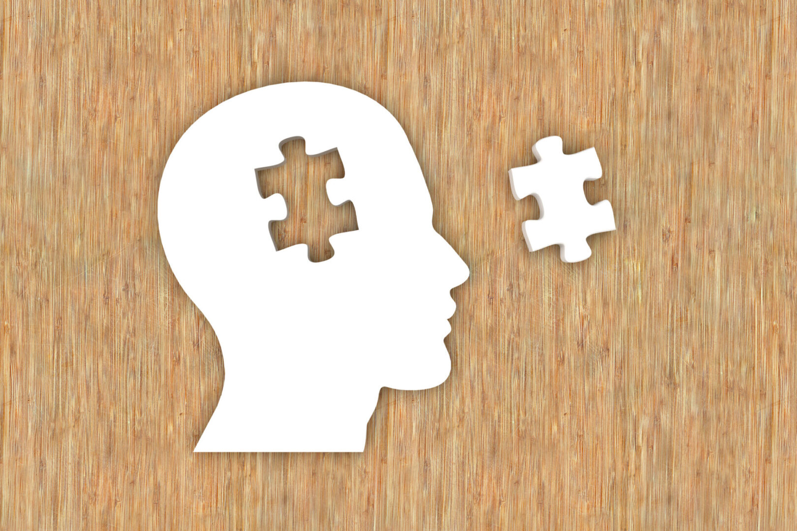 Silhouette head with missing puzzle piece.