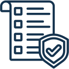 Checklist icon with a shield and checkmark.